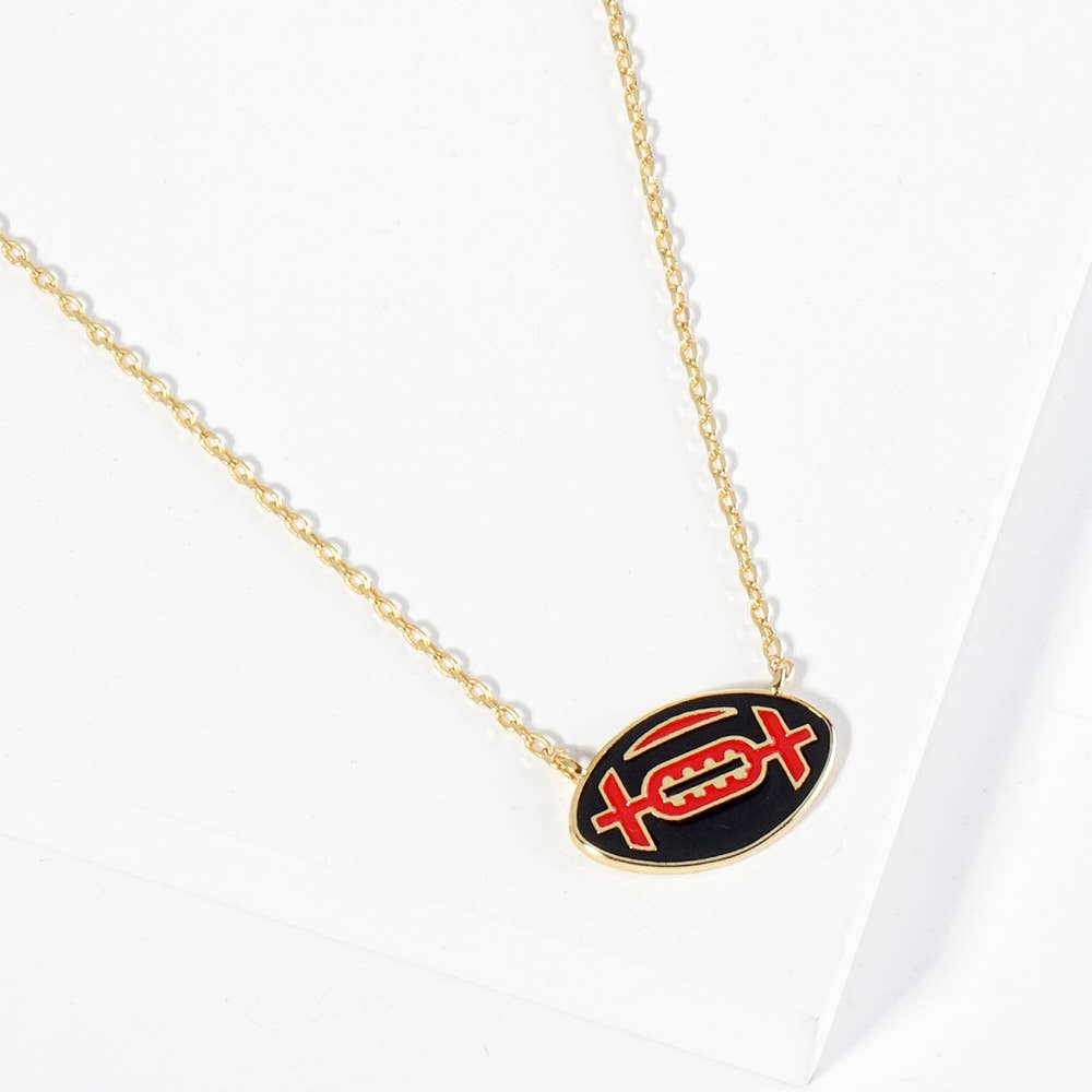 Gold Dipped Gameday Enamel Football Pendant Necklace