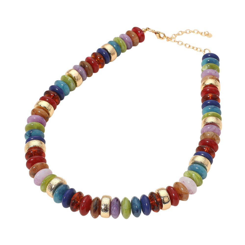 Chunky Resin Disc Beaded Necklace