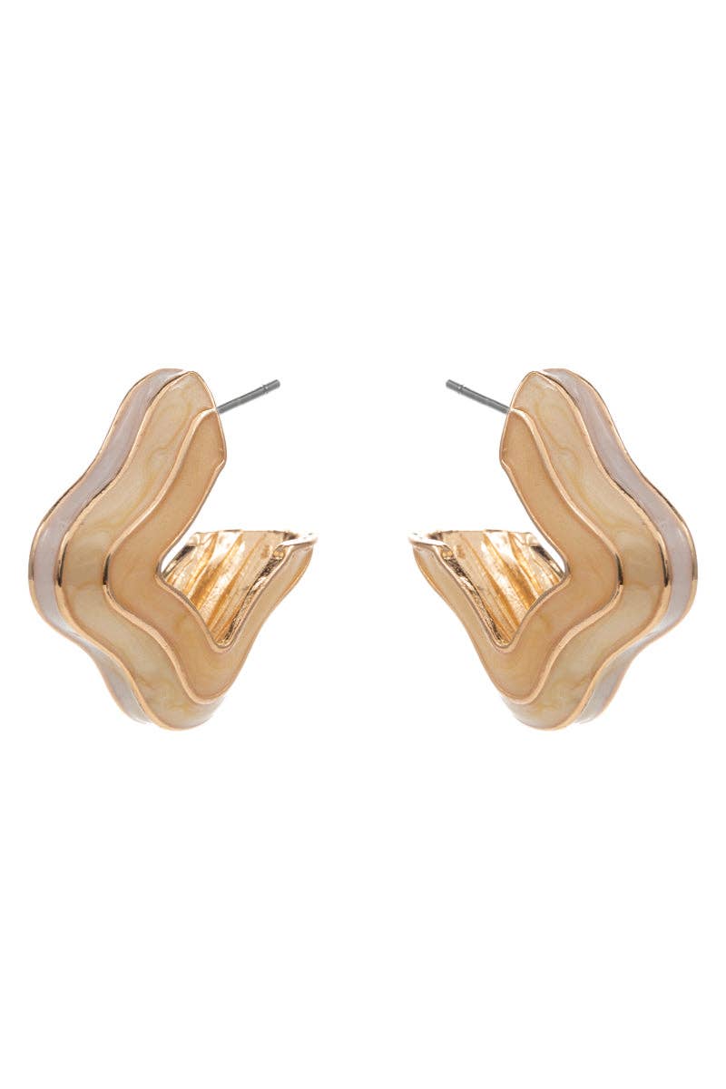 Clover Shaped Color Line Enamel Hoop Earrings