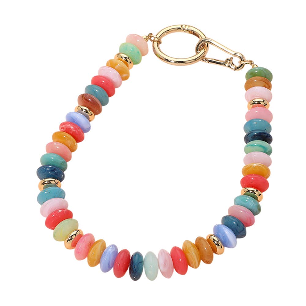 Chunky Colorful Resin Round Beaded Bag Charm