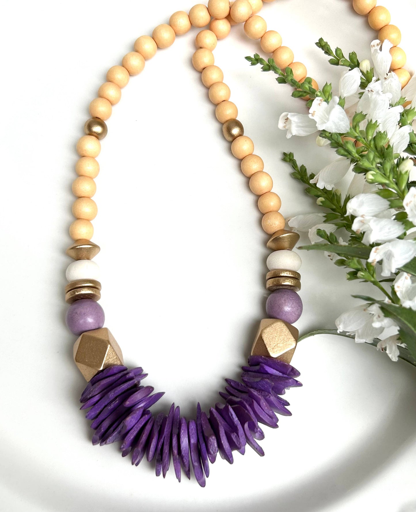 Purple and Gold Beaded Necklace