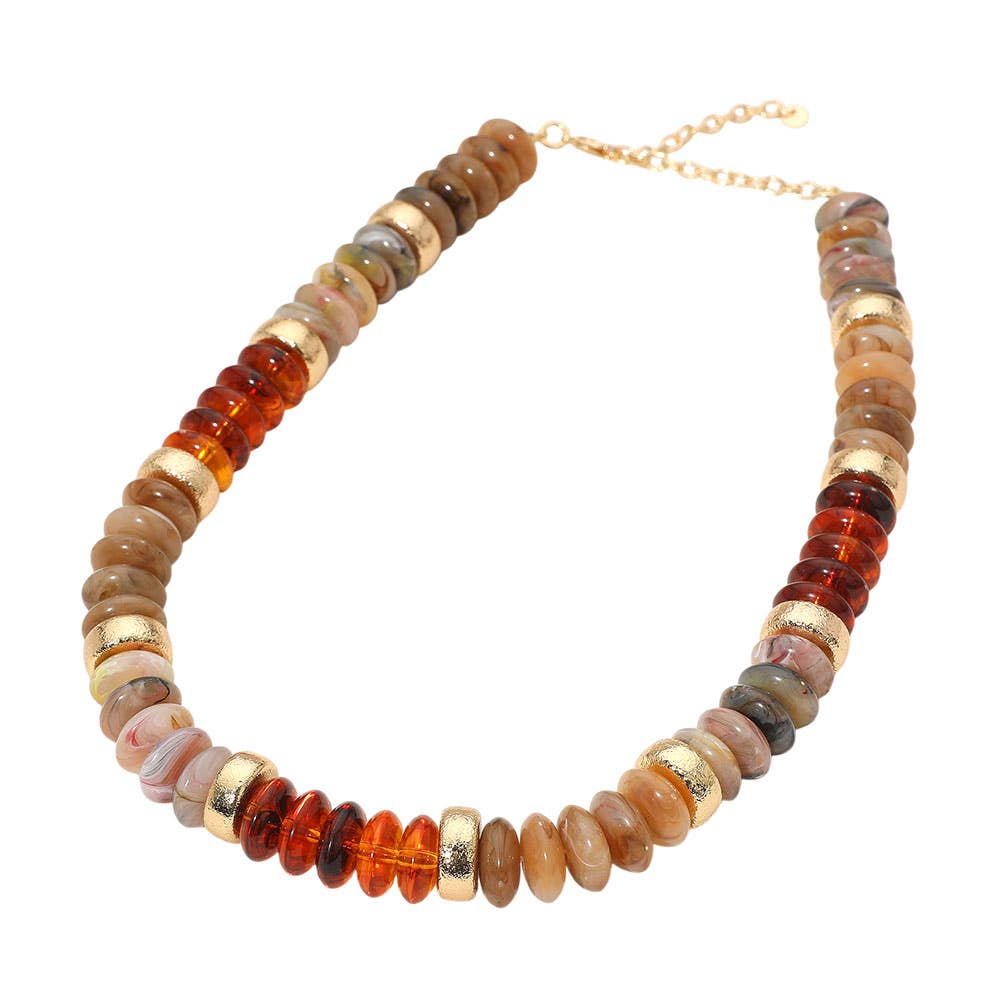 Chunky Resin Disc Beaded Necklace