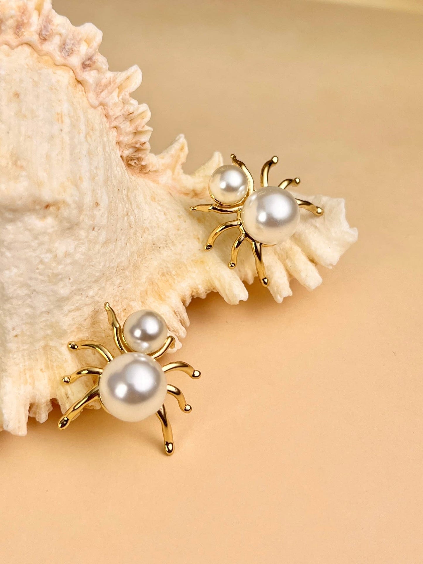 Spider Earrings with Stainless Steel Pearl