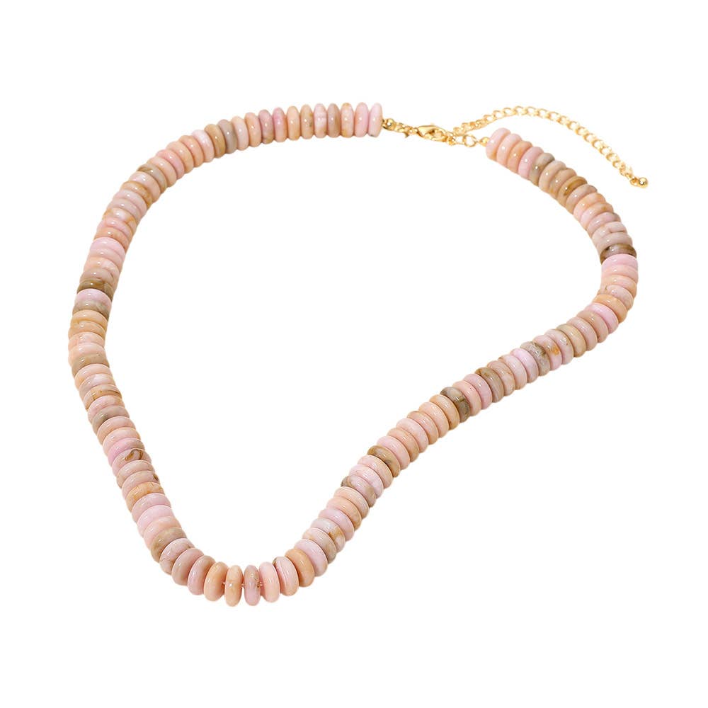 Flat Resin Disc Beaded Necklace