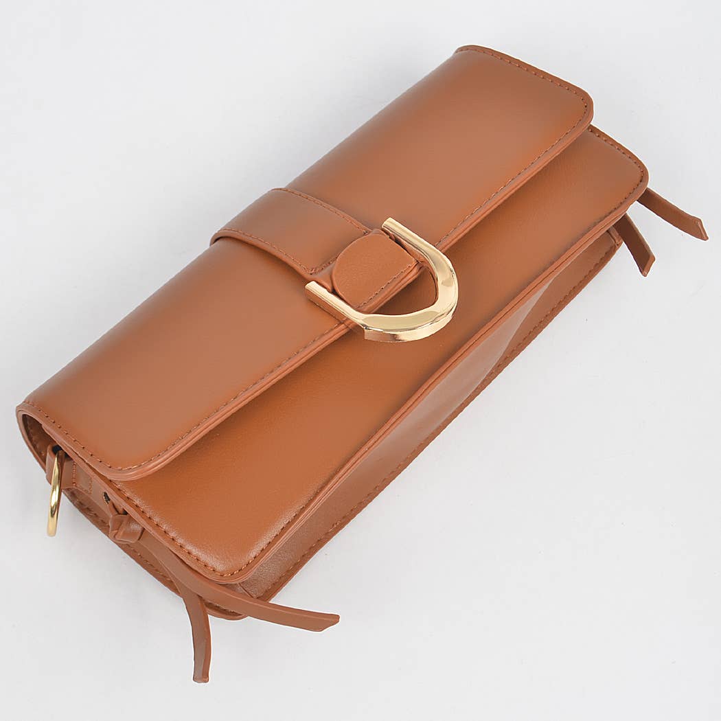Faux Leather Rectangle Shape Shoulder Bag