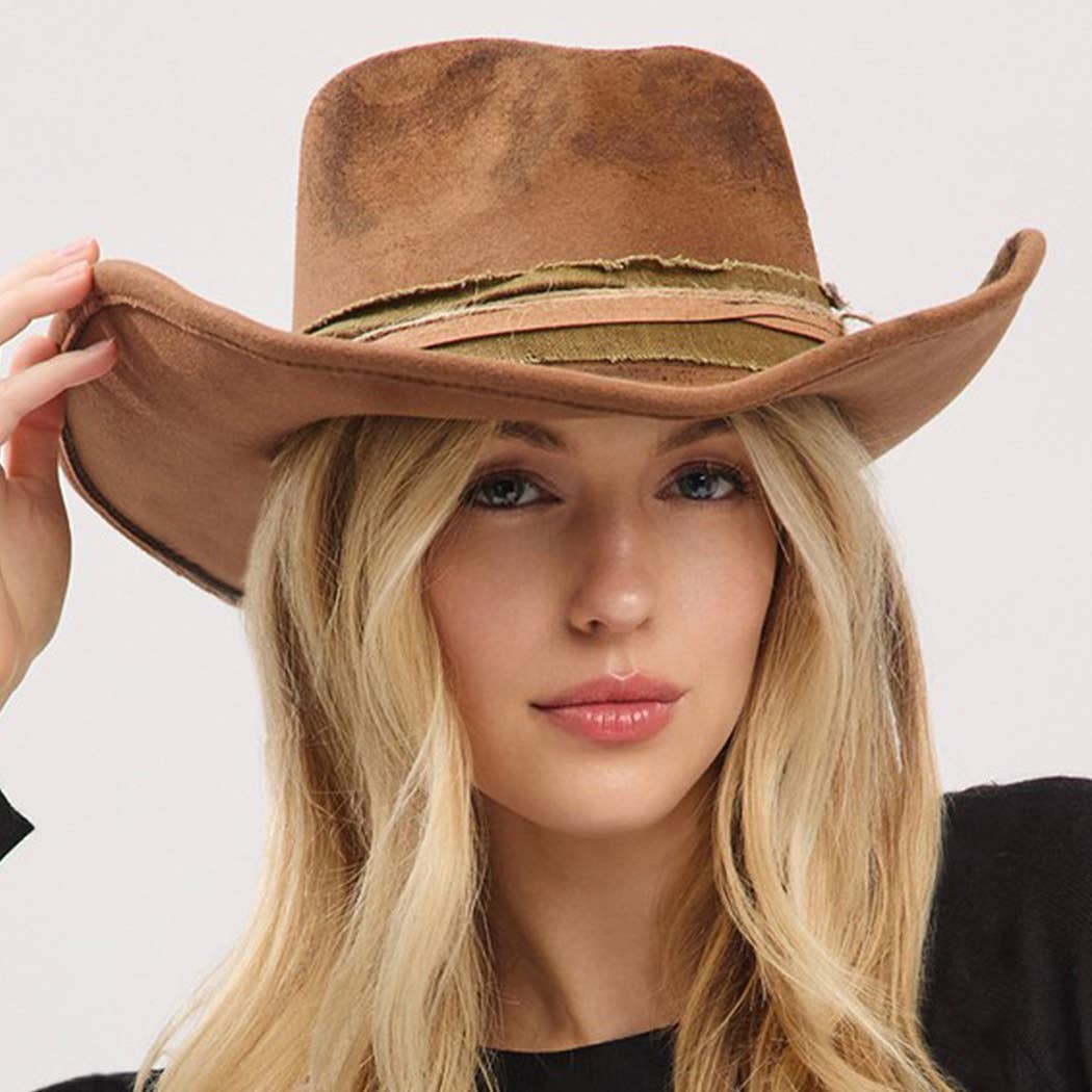 Vintage Versatile Shapeable Cowgirl Hat With Distre