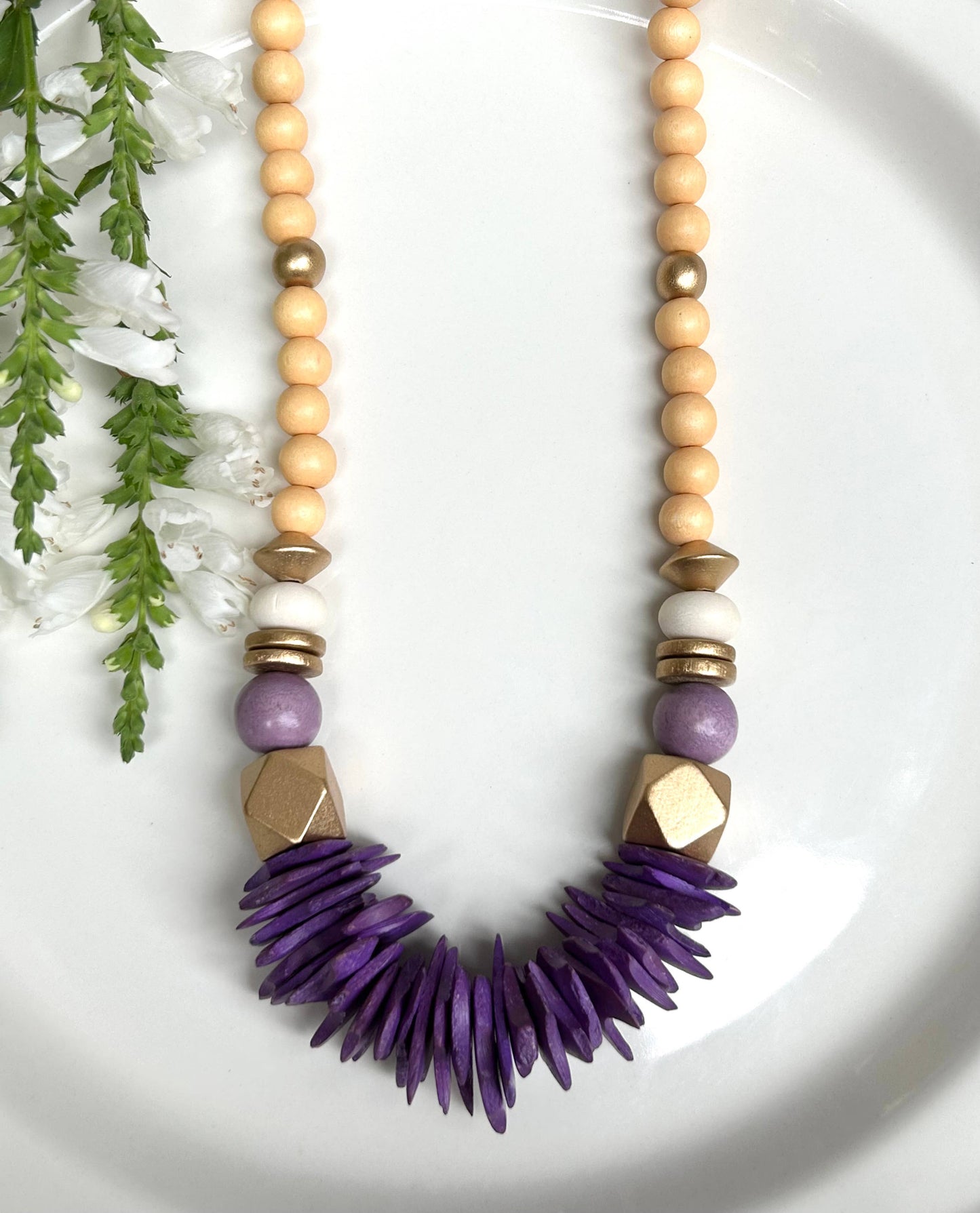 Purple and Gold Beaded Necklace