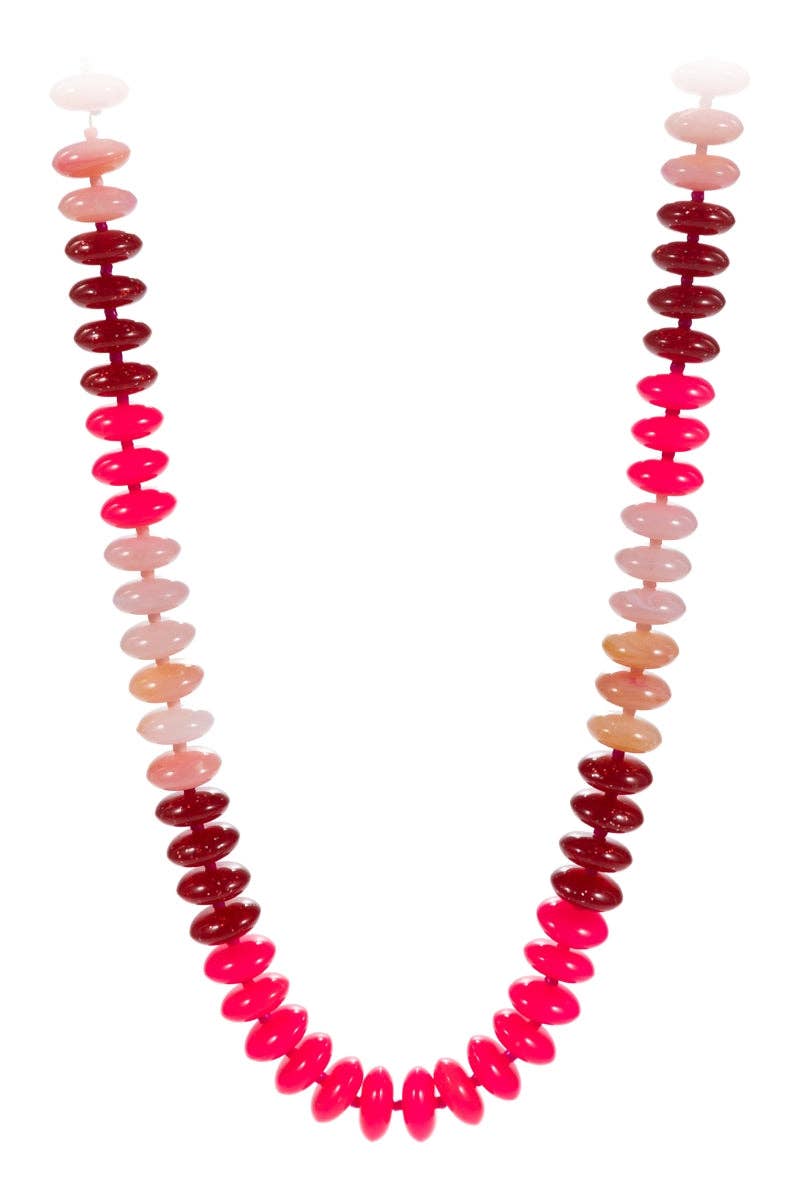 Oval Disk Resin Beads Ombre Mixed Short Necklace