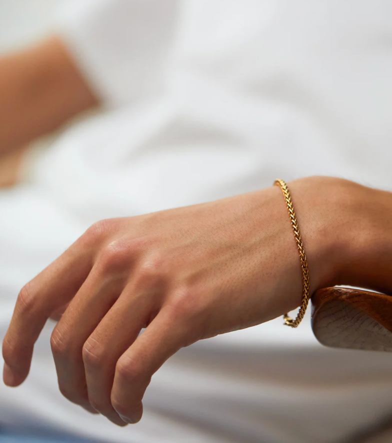 Rope Spiga Bracelet Stainless Steel 14K Gold. Waterproof