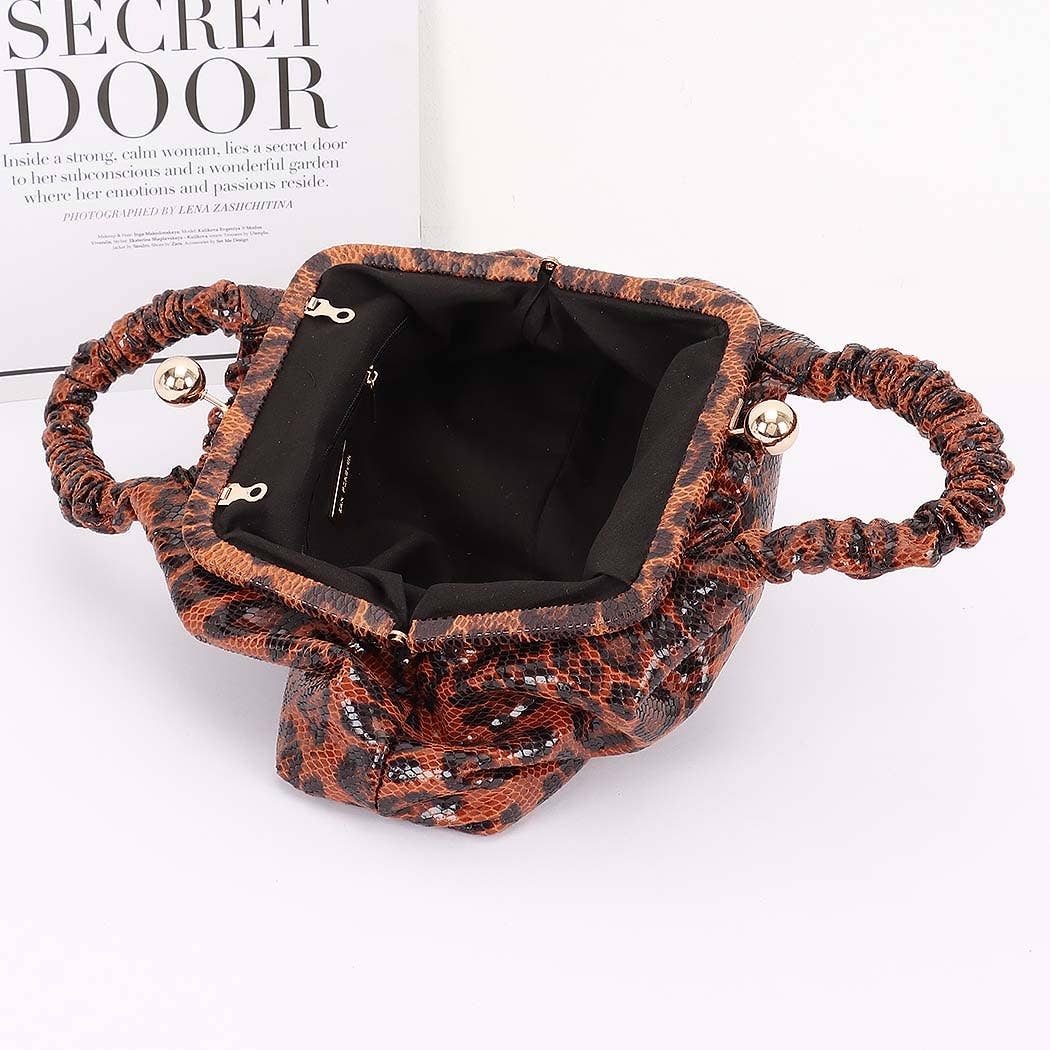 Faux Leather Metal Frame Bag