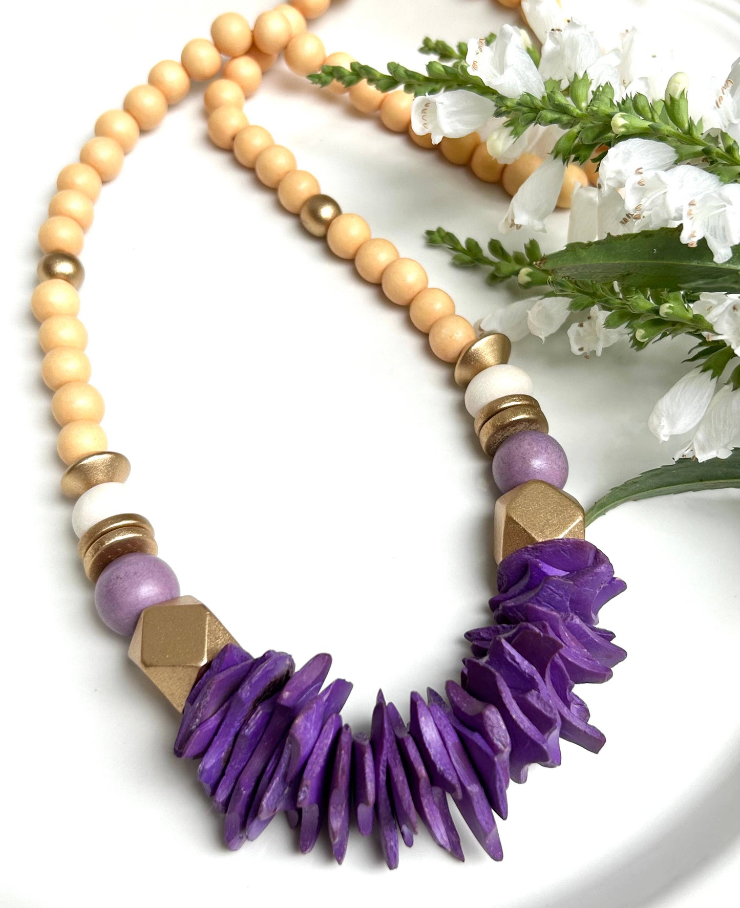 Purple and Gold Beaded Necklace