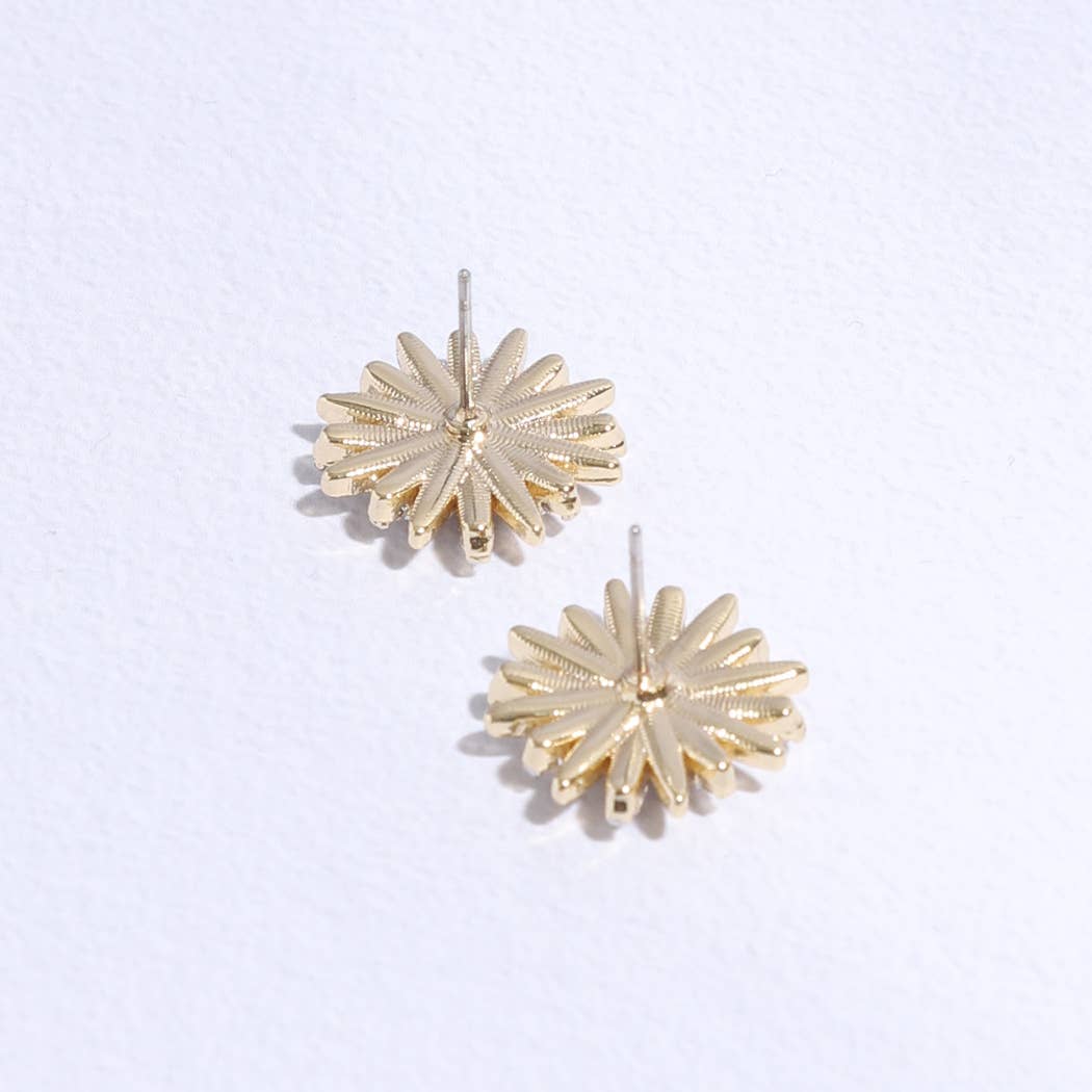 Starburst Shape CZ Pave Stone Stud Post Earring