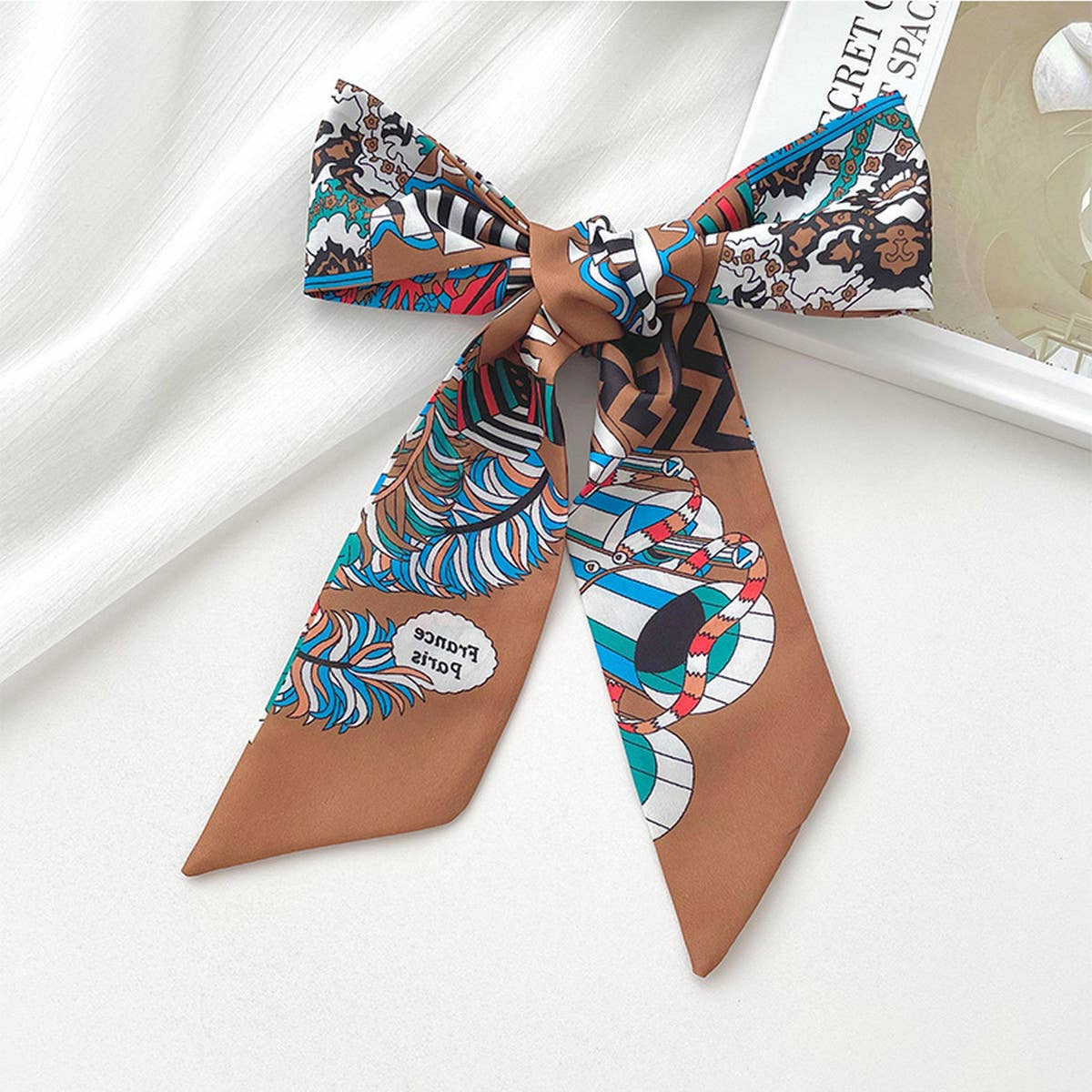 RETRO LONG TIE BAG HANDLE RIBBON SCARCF