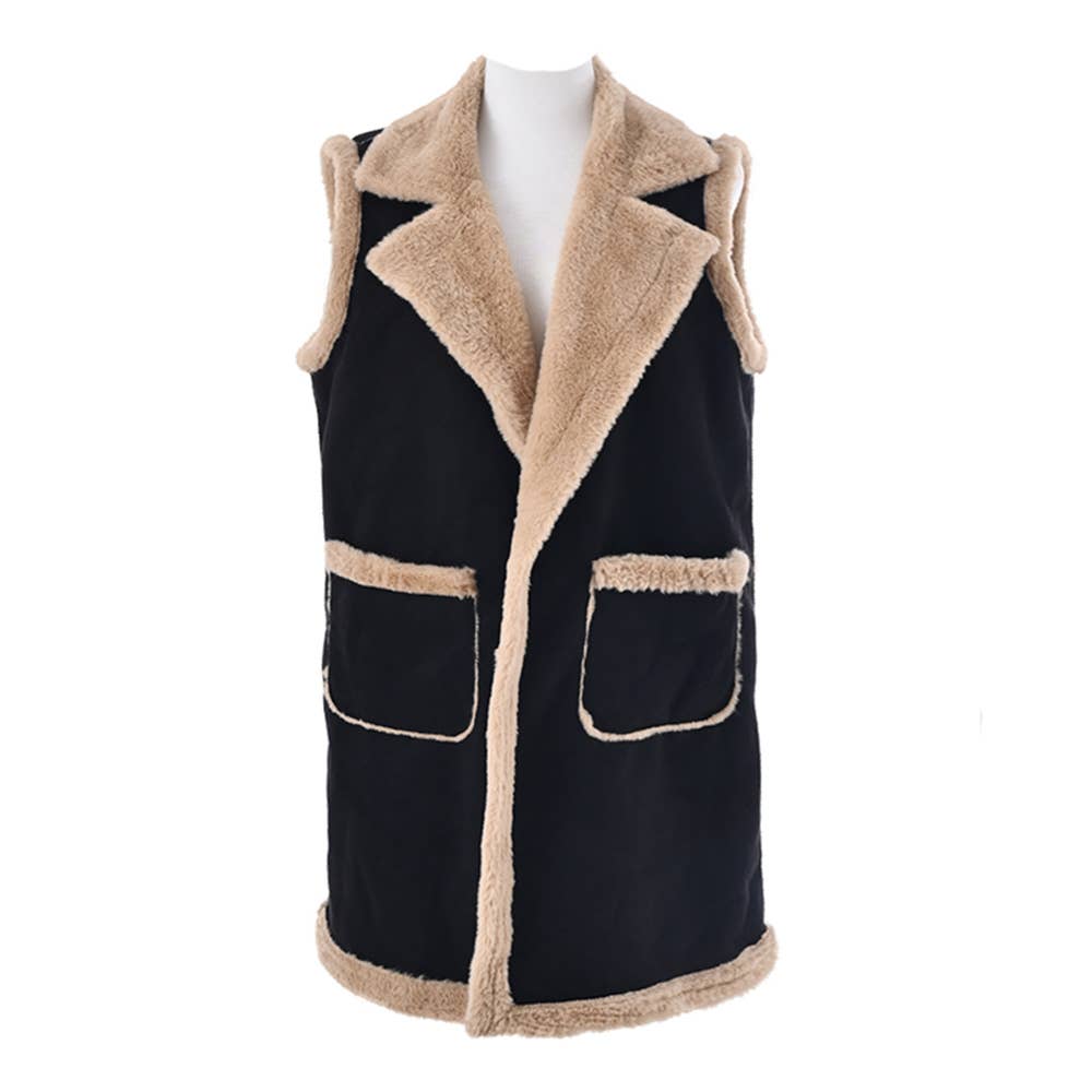 Faux Suede Teddy Bear Long Vest