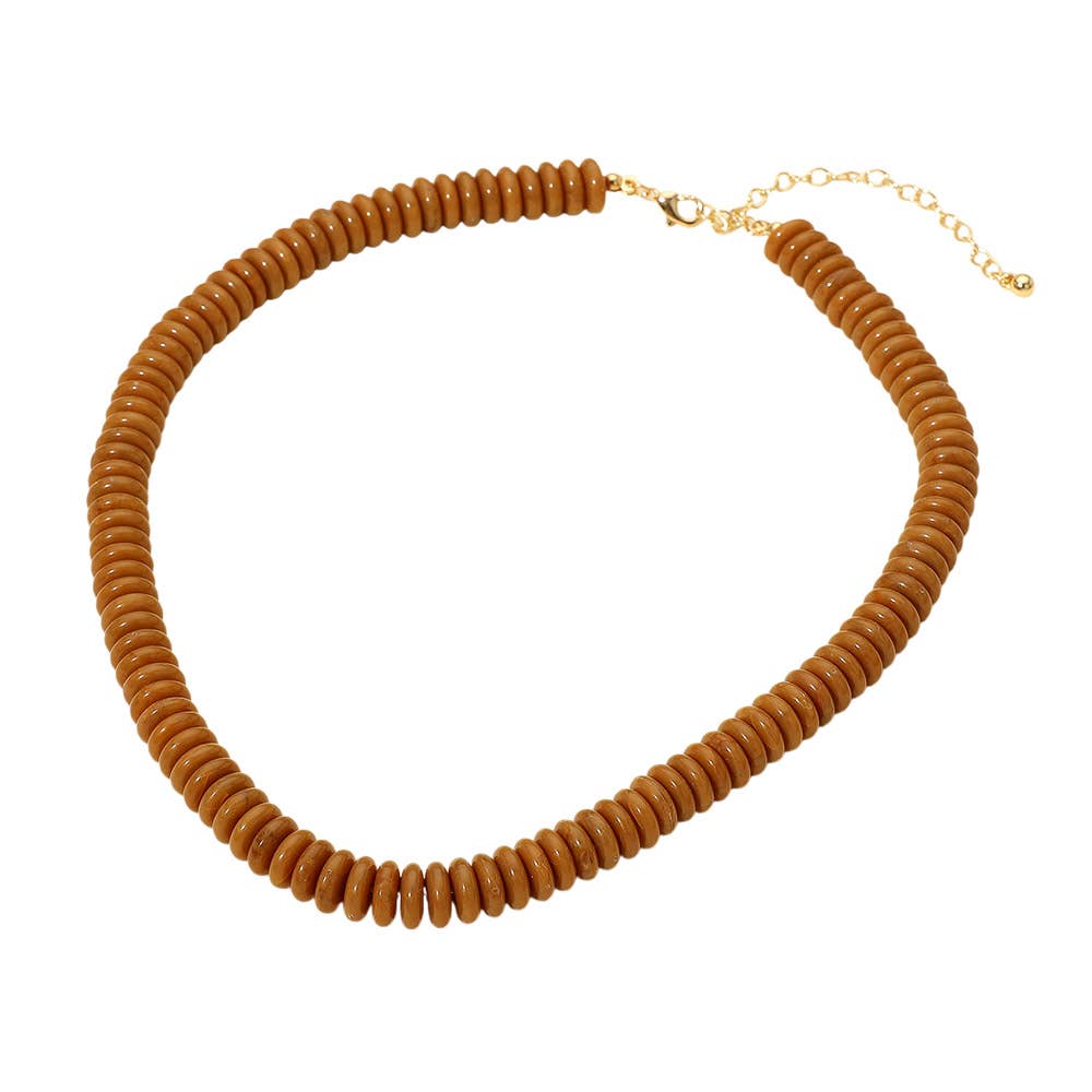 Flat Resin Disc Beaded Necklace