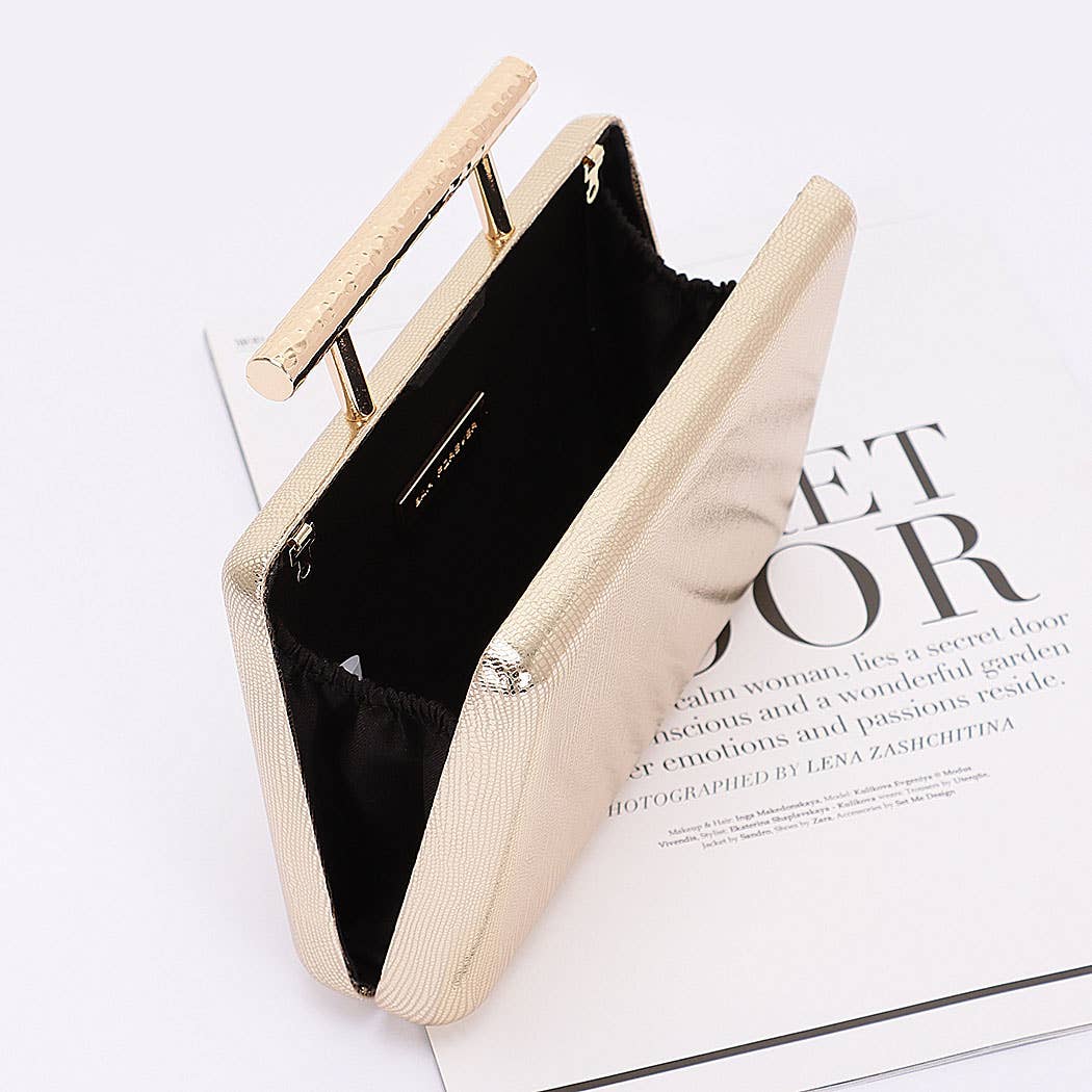Metal Handle Top Case Clutch