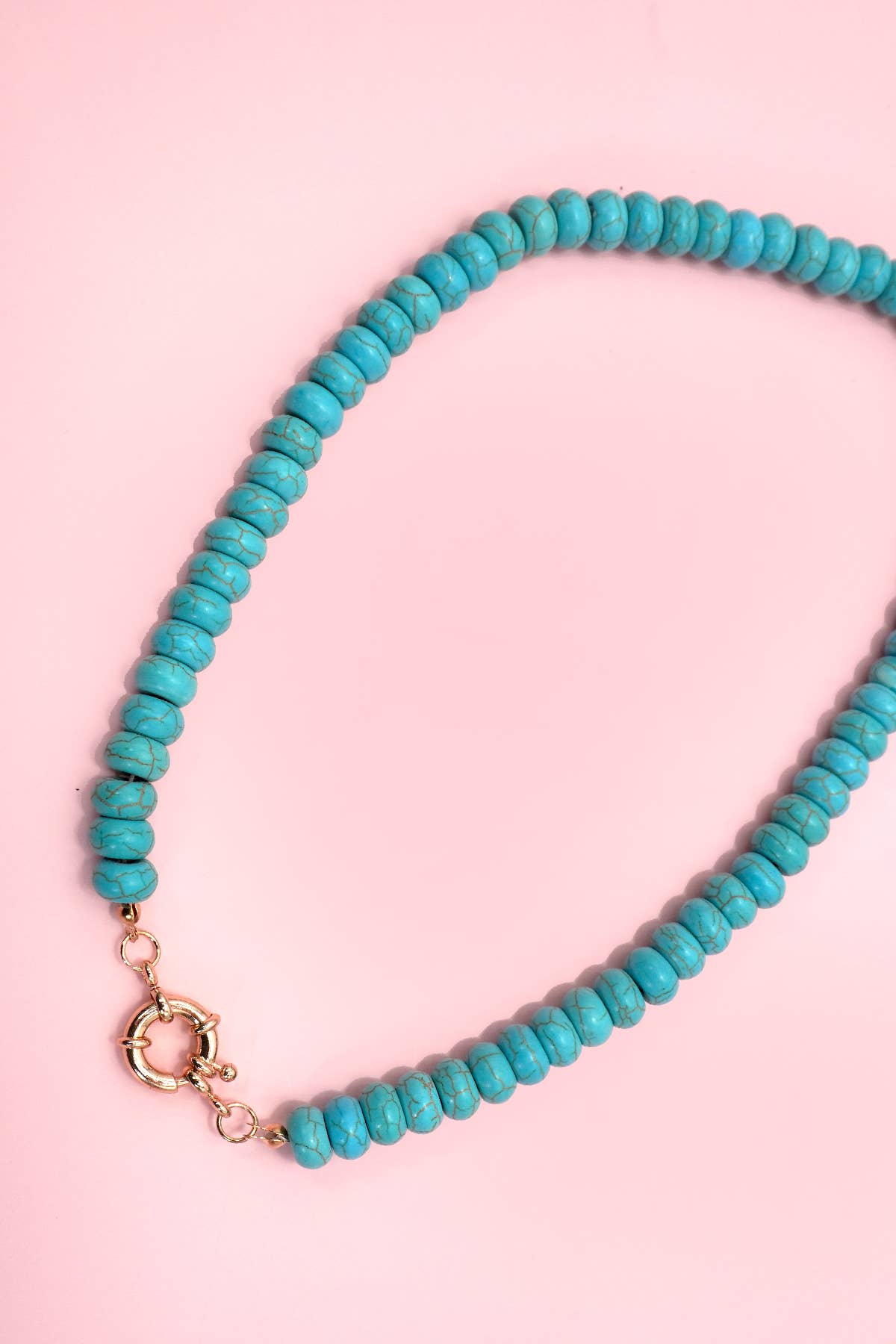 NATURAL STONE CHARM SPRING CLASP BEADED NECKLACE | 40NK9461