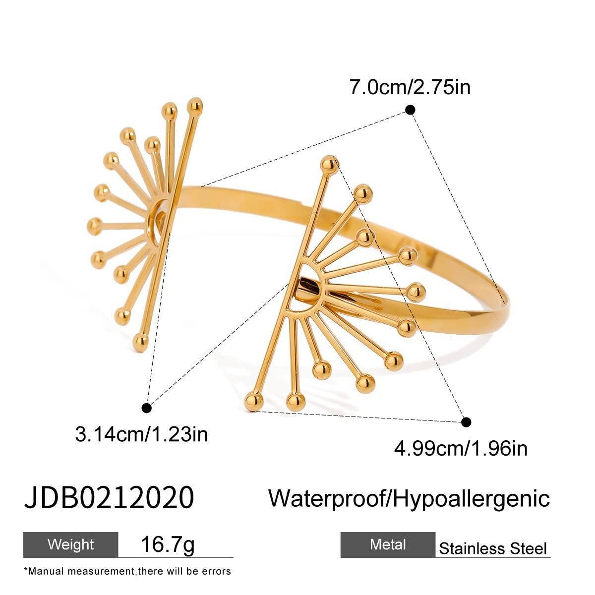 Bold 18K Gold Flower Cuff Bracelet