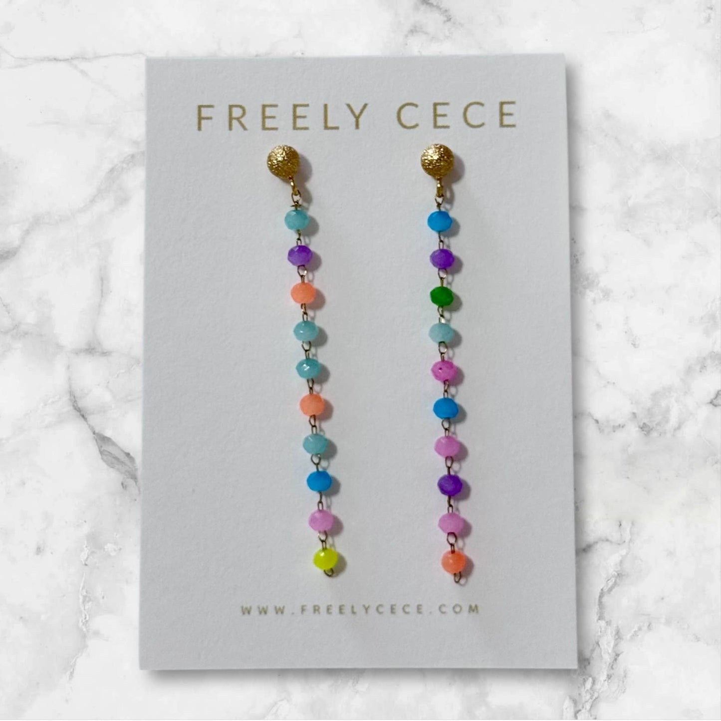 Multicolor Gold Chain Beaded Earrings