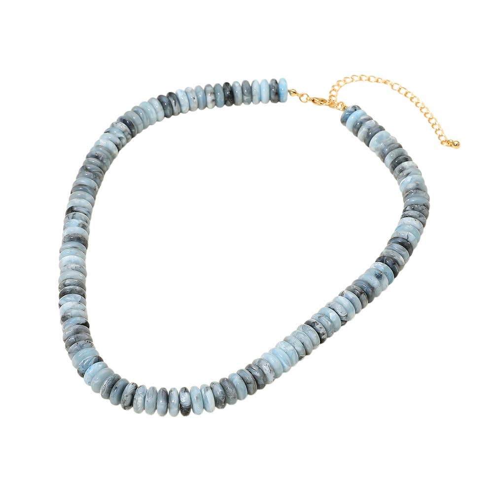 Flat Resin Disc Beaded Necklace