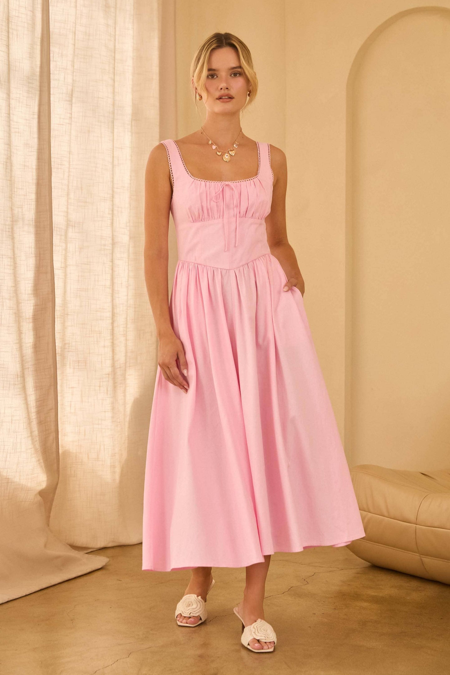 Princess-Waist Midi Dress