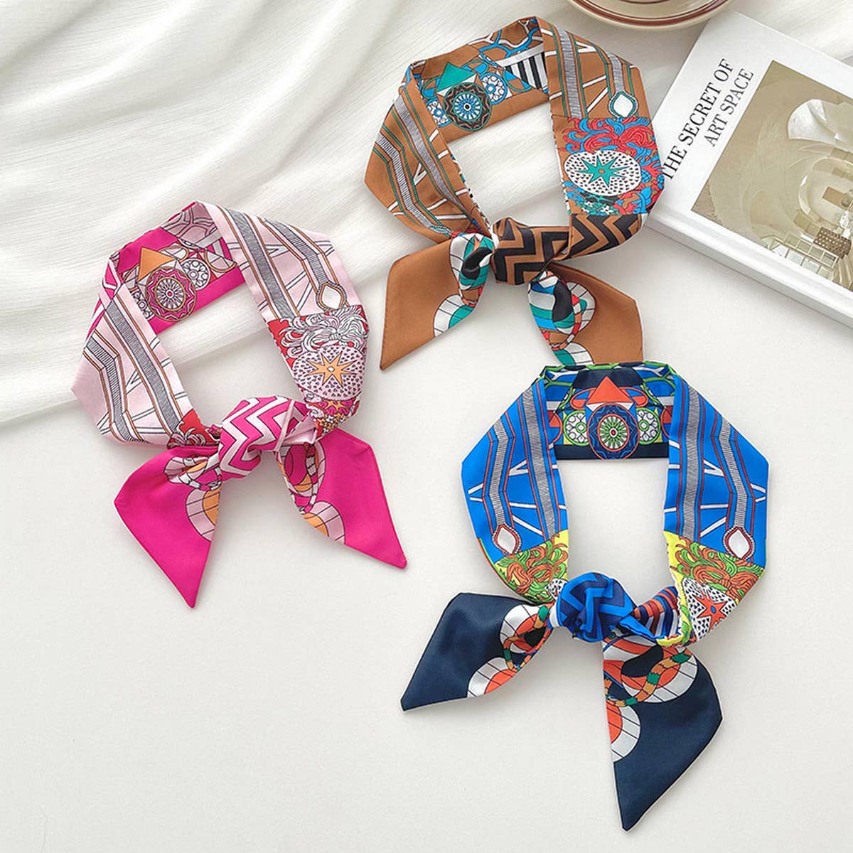 RETRO LONG TIE BAG HANDLE RIBBON SCARCF