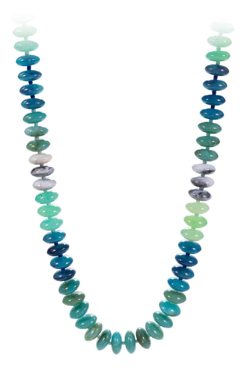 Oval Disk Resin Beads Ombre Mixed Short Necklace