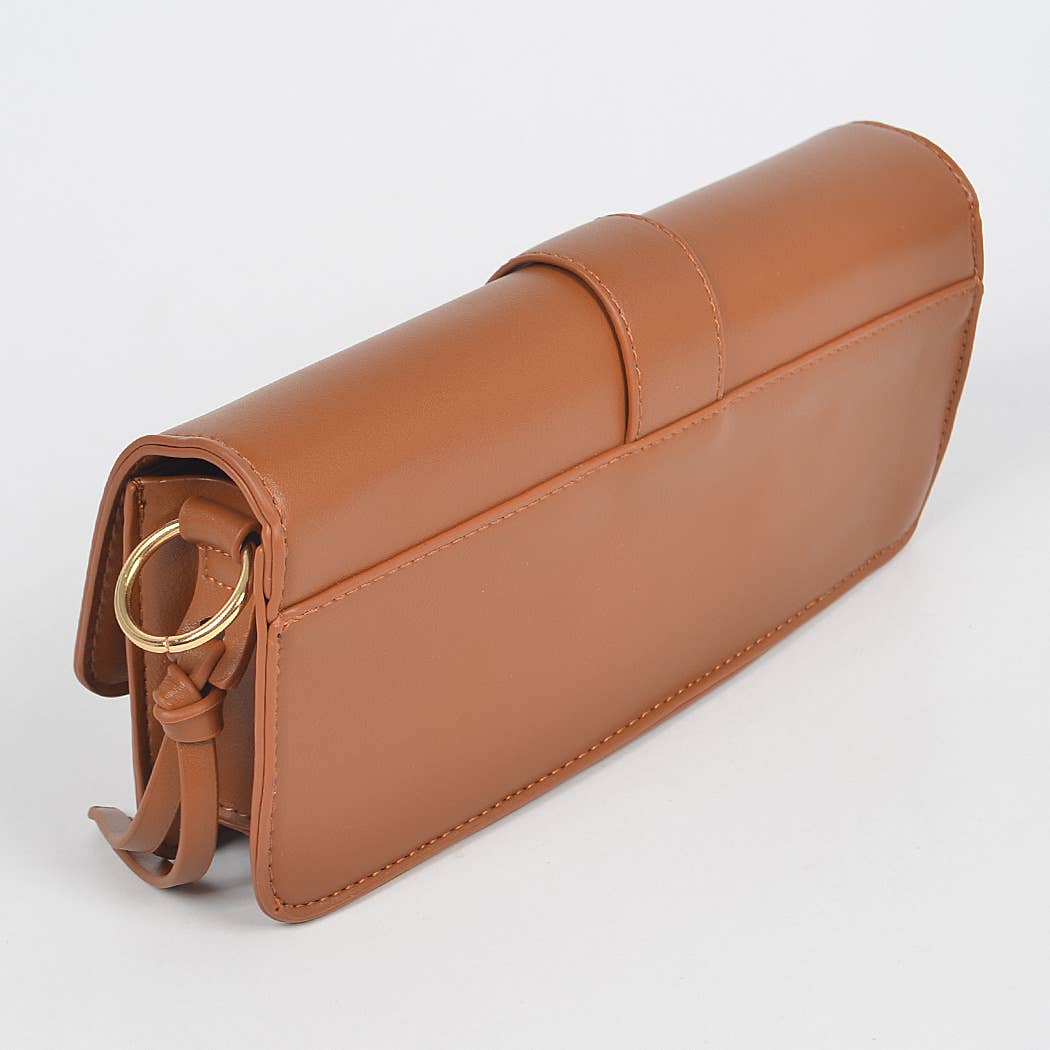 Faux Leather Rectangle Shape Shoulder Bag
