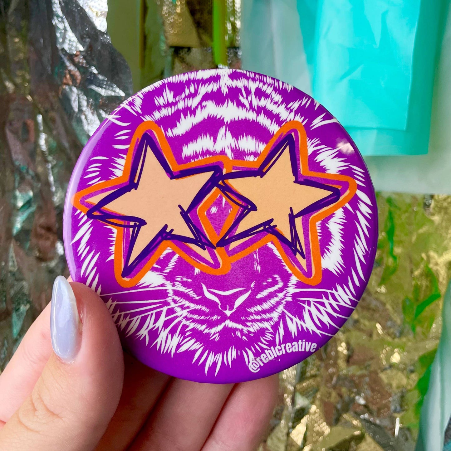 All Star - Tiger - Purple & Orange - Game Day Button