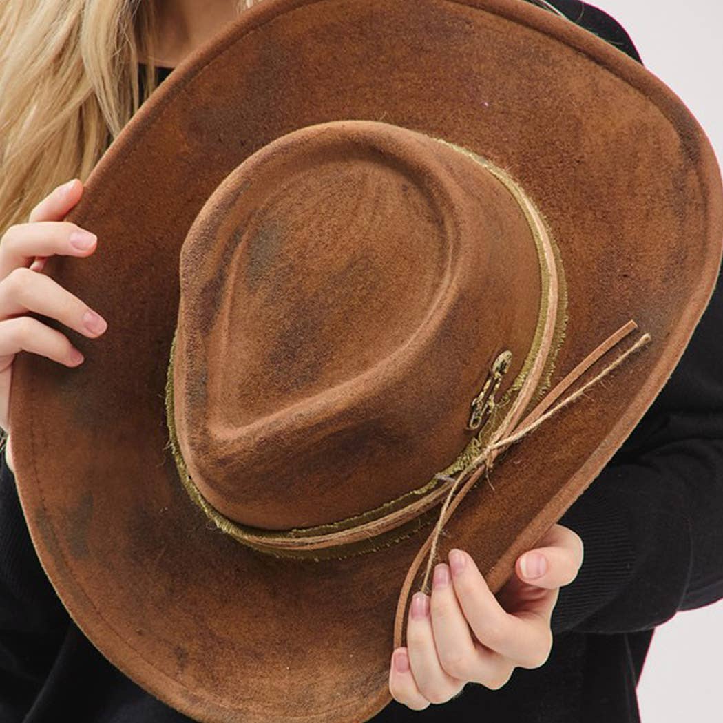 Vintage Versatile Shapeable Cowgirl Hat With Distre