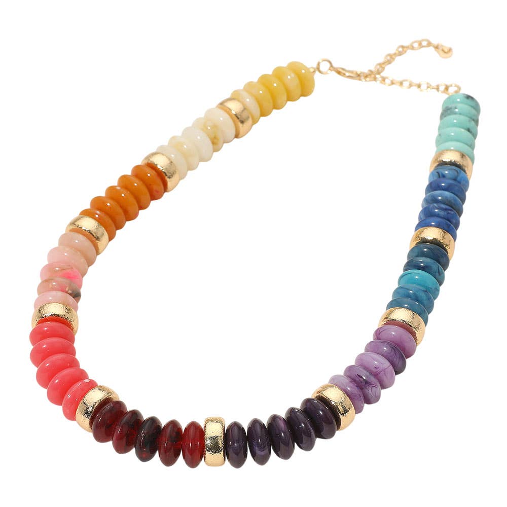 Chunky Resin Disc Beaded Necklace