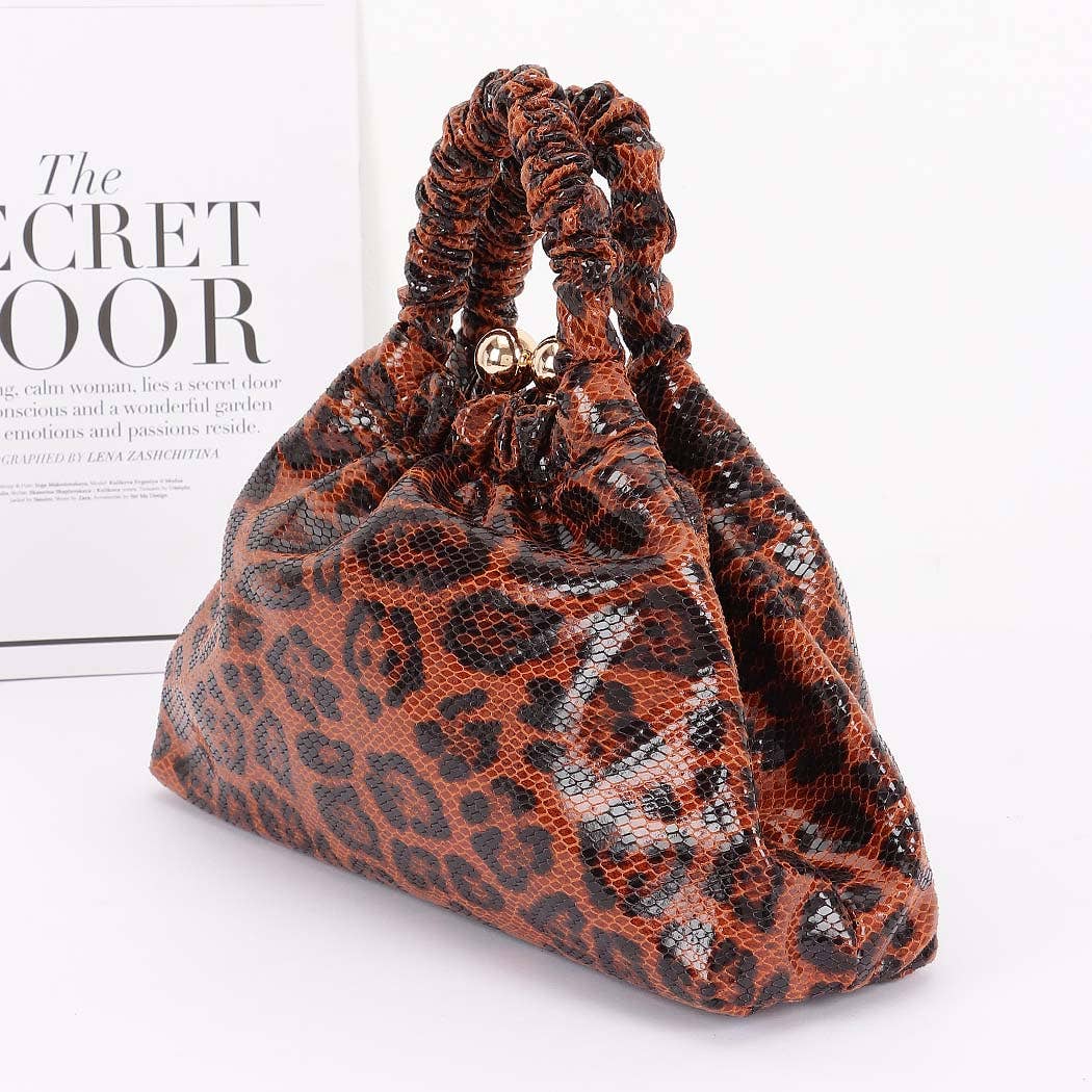 Faux Leather Metal Frame Bag