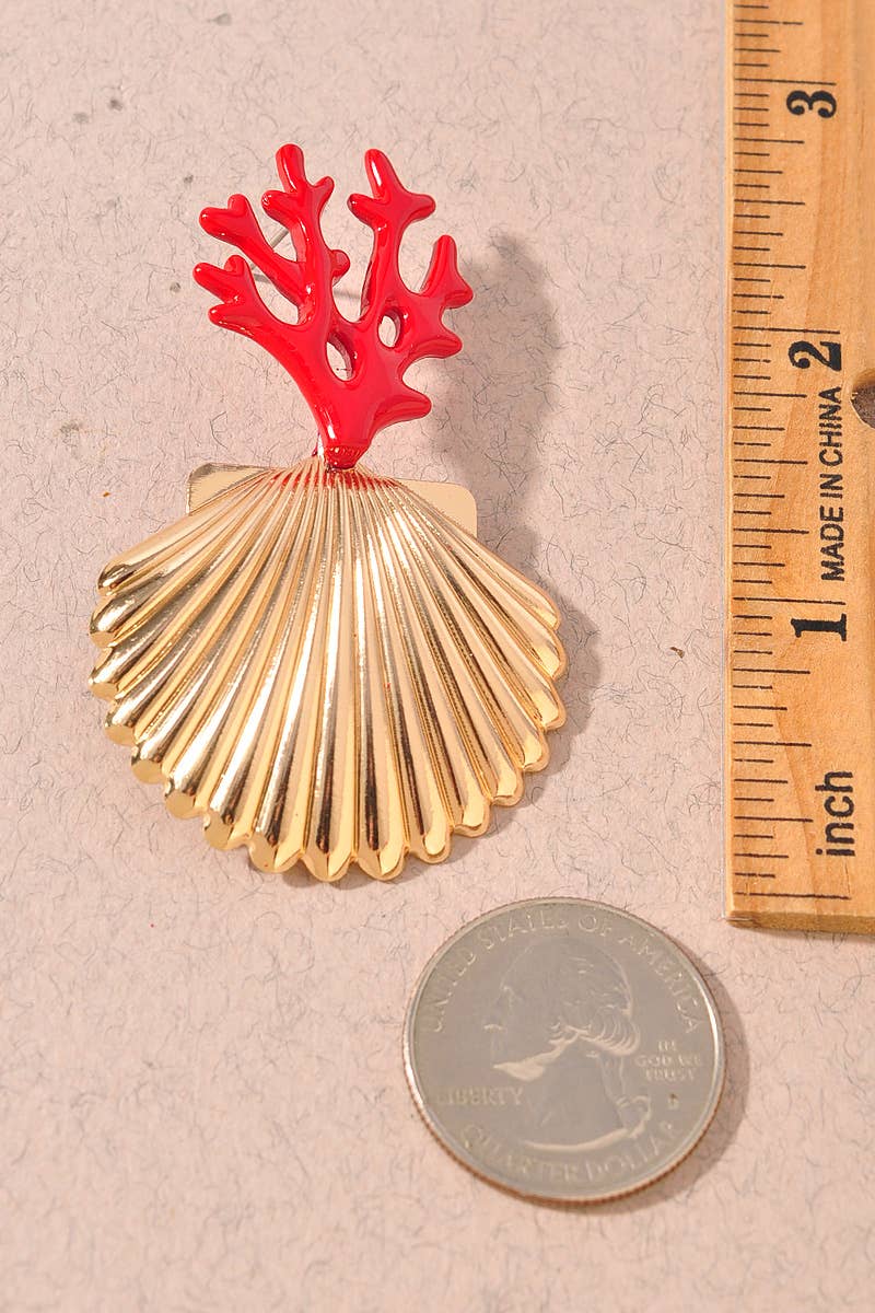 CORAL SHELL DROP EARRINGS