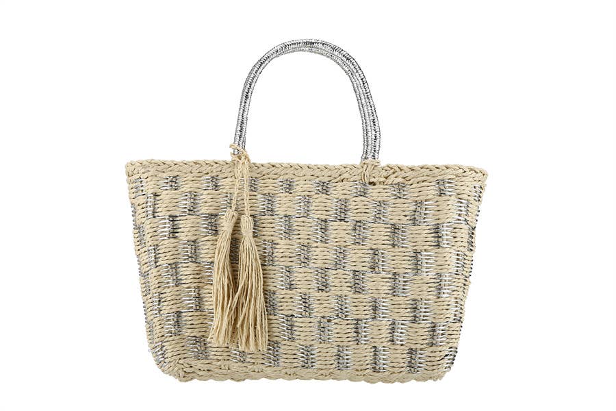 Ladies Natural Straw Top Handle Tote