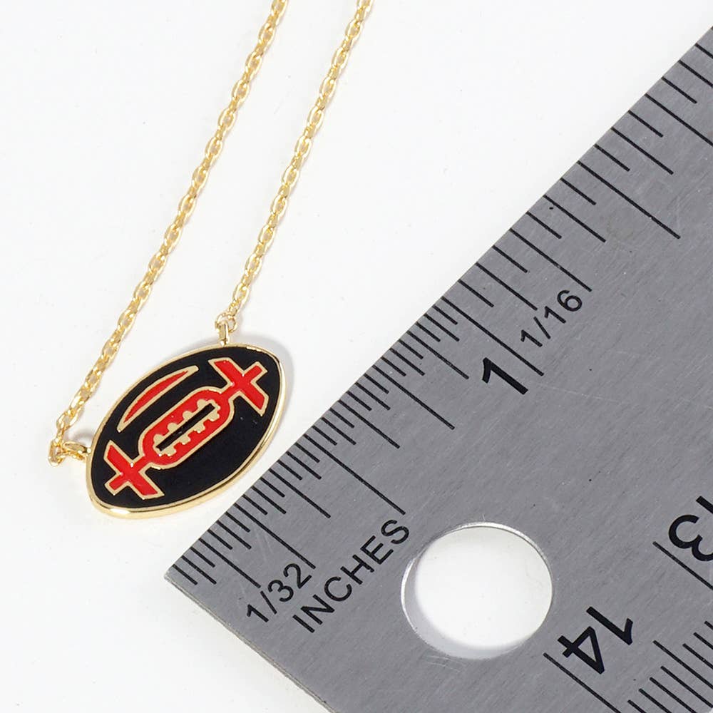 Gold Dipped Gameday Enamel Football Pendant Necklace