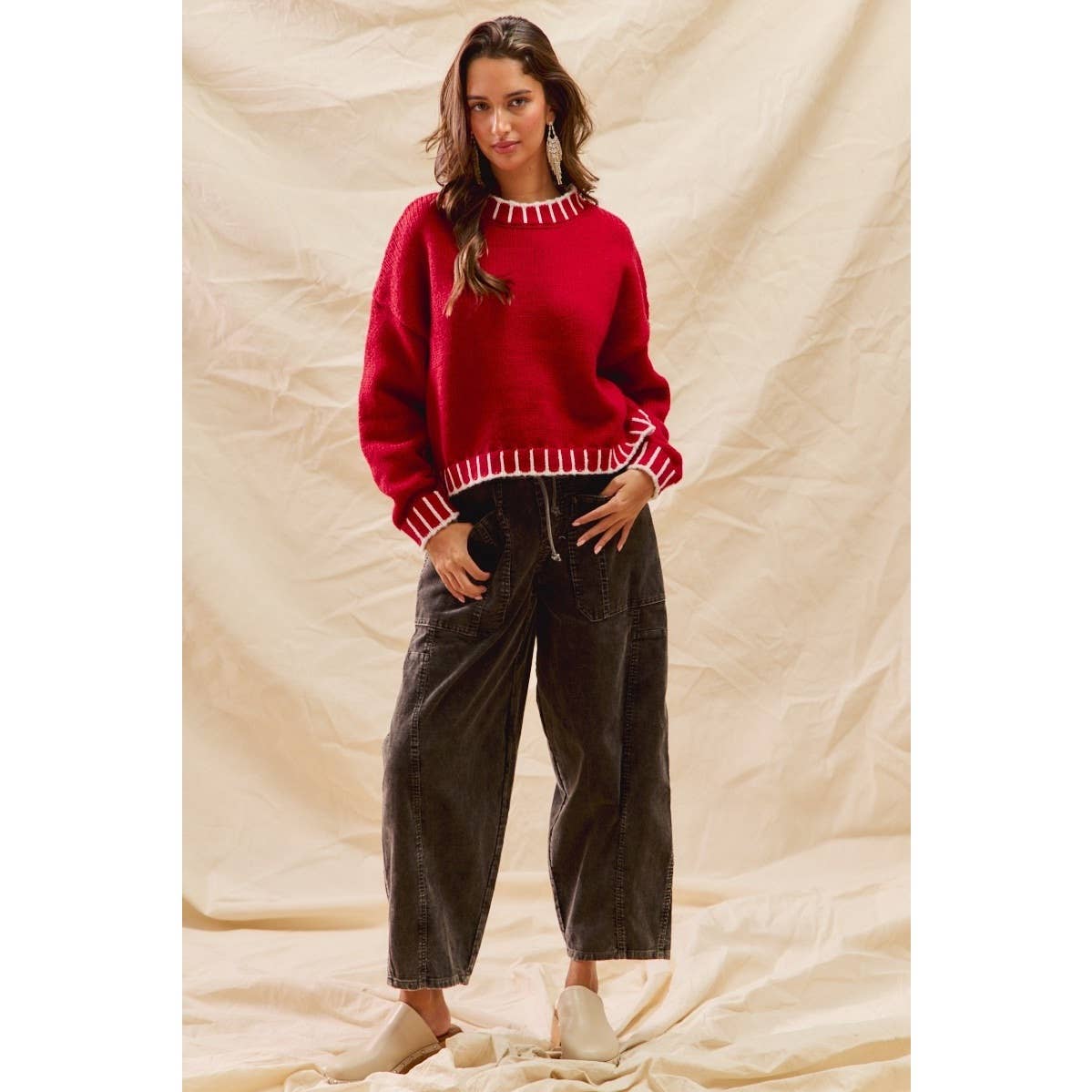 Trimmed Holiday Sweater