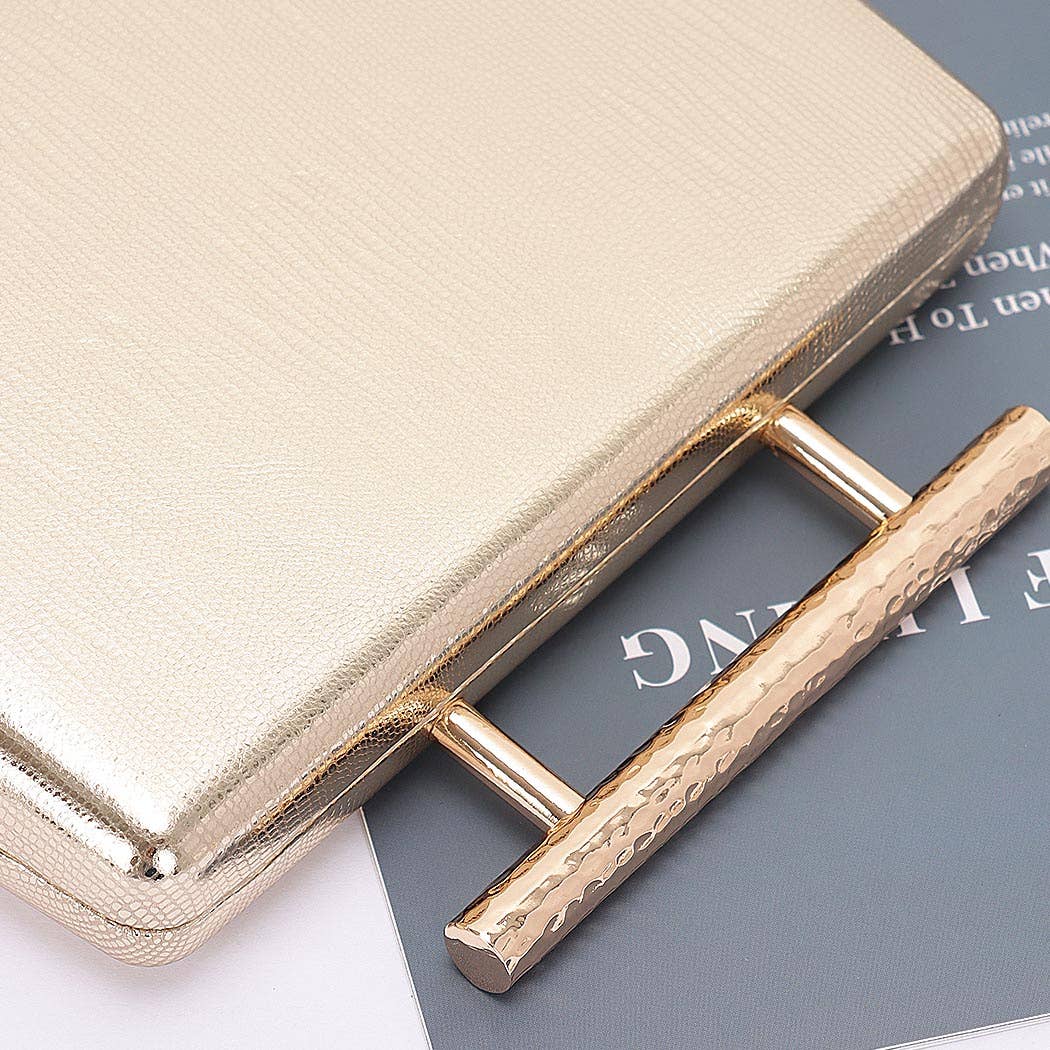 Metal Handle Top Case Clutch