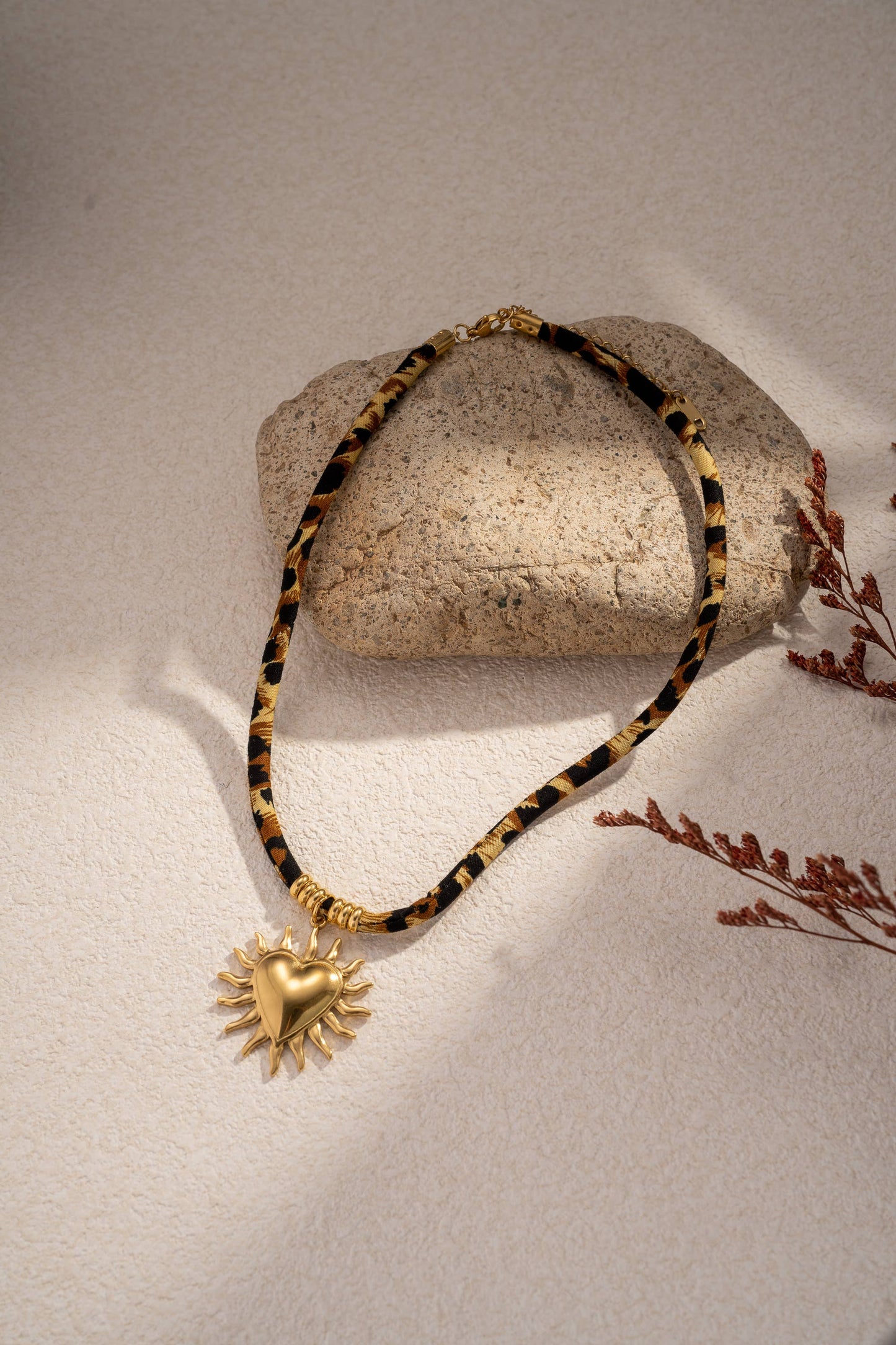 Stainless Steel Leopard Sunny Heart Necklace