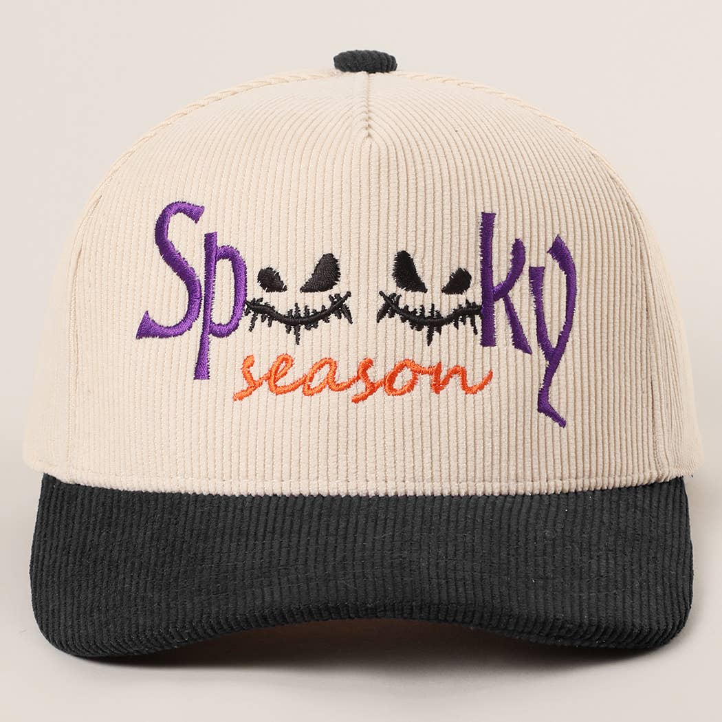 Spooky Season Embroidery Corduroy Baseball Cap