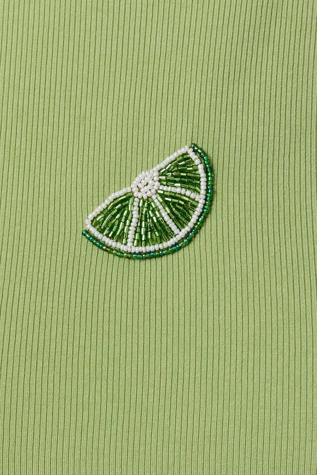 LIME BEADS RIBBED TANK TOP