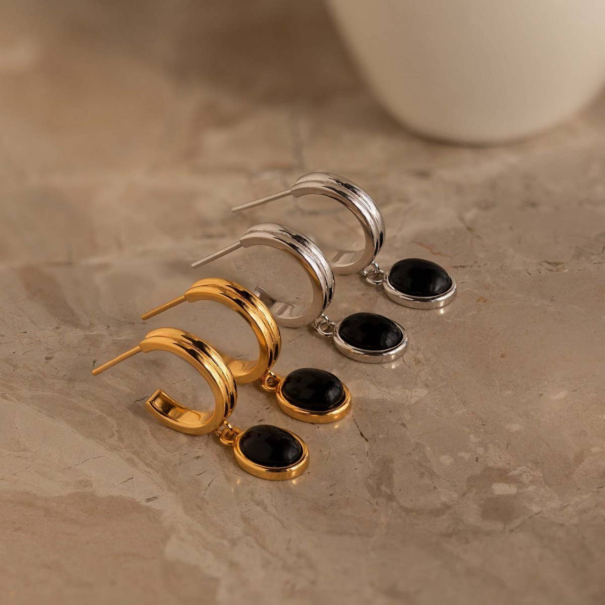 Natural Stone Stud Earrings