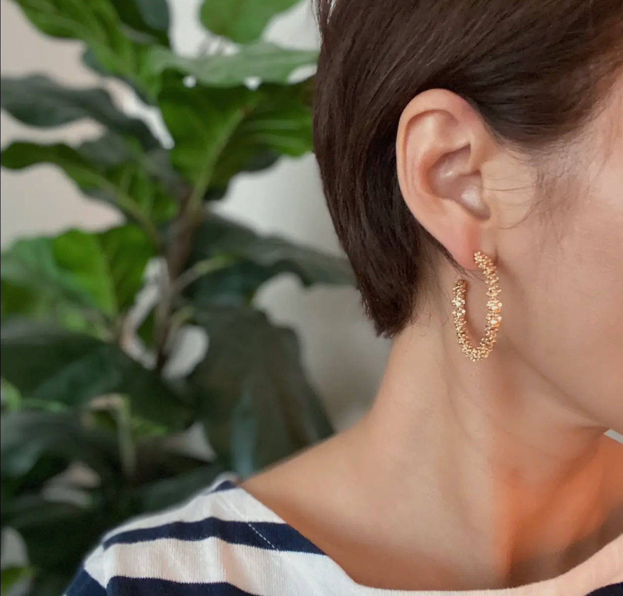 Golden Pebbles Hoop Earring