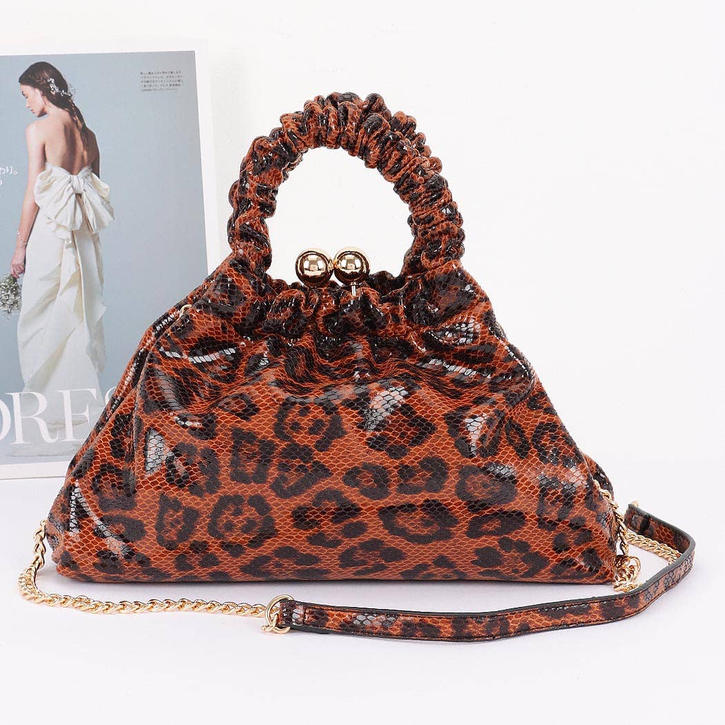 Faux Leather Metal Frame Bag