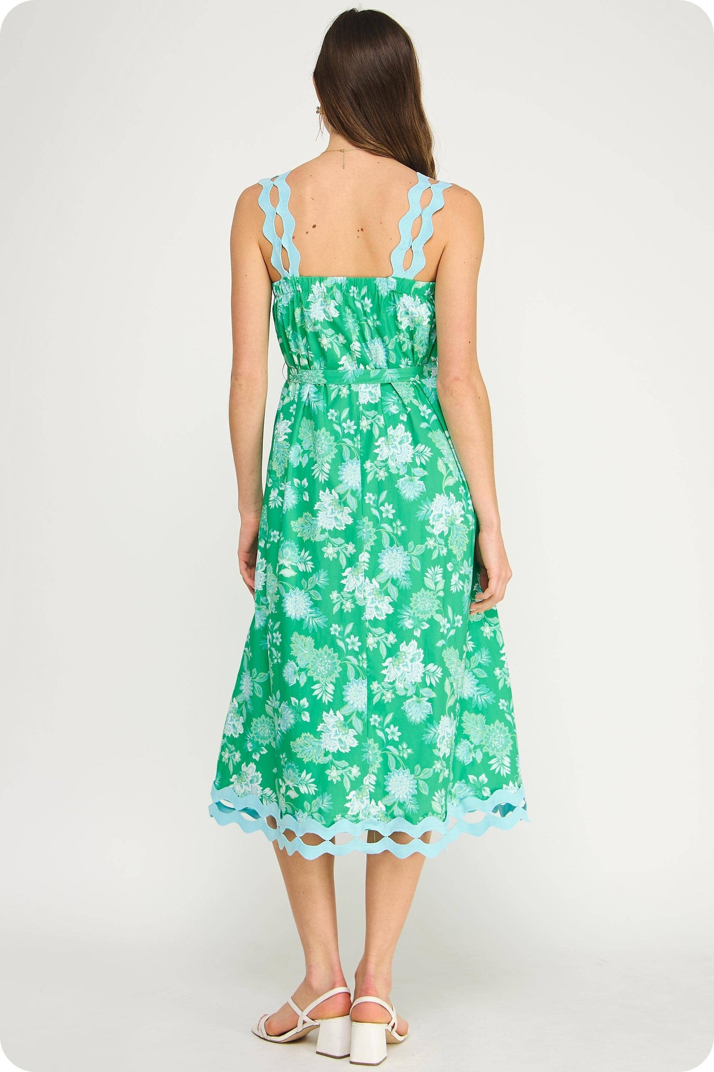 Botanical Garden Ric-Rac Pintuck Midi Dress