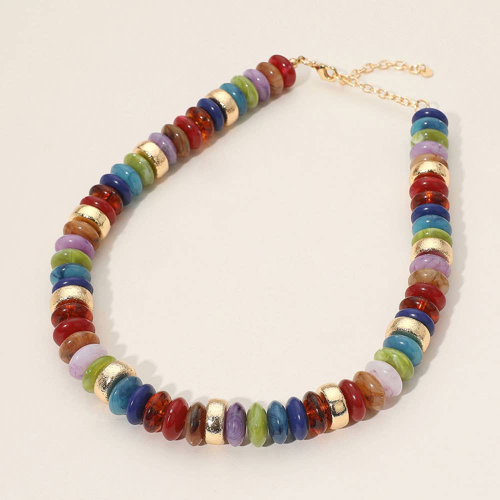 Chunky Resin Disc Beaded Necklace