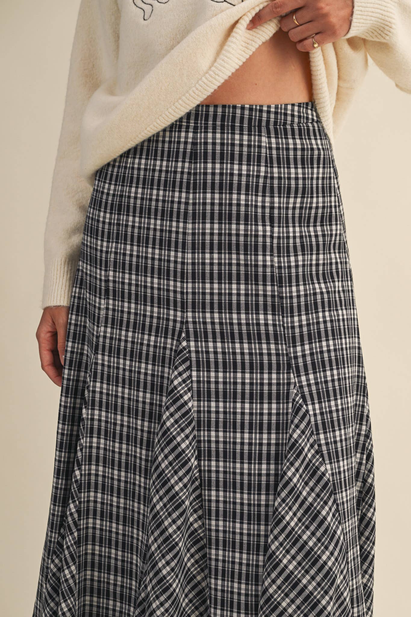 PLAID GODET MAXI SKIRT