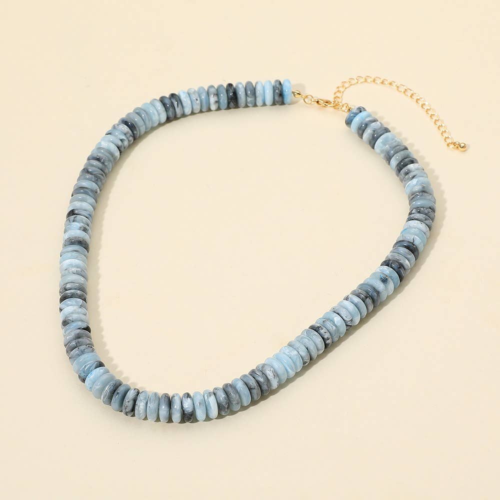 Flat Resin Disc Beaded Necklace