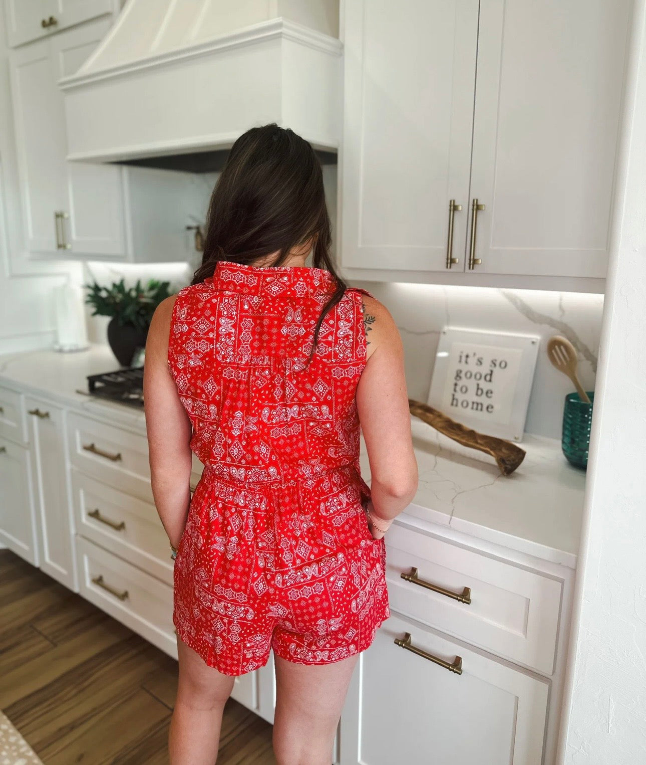 Sleeveless Red Bandana Romper