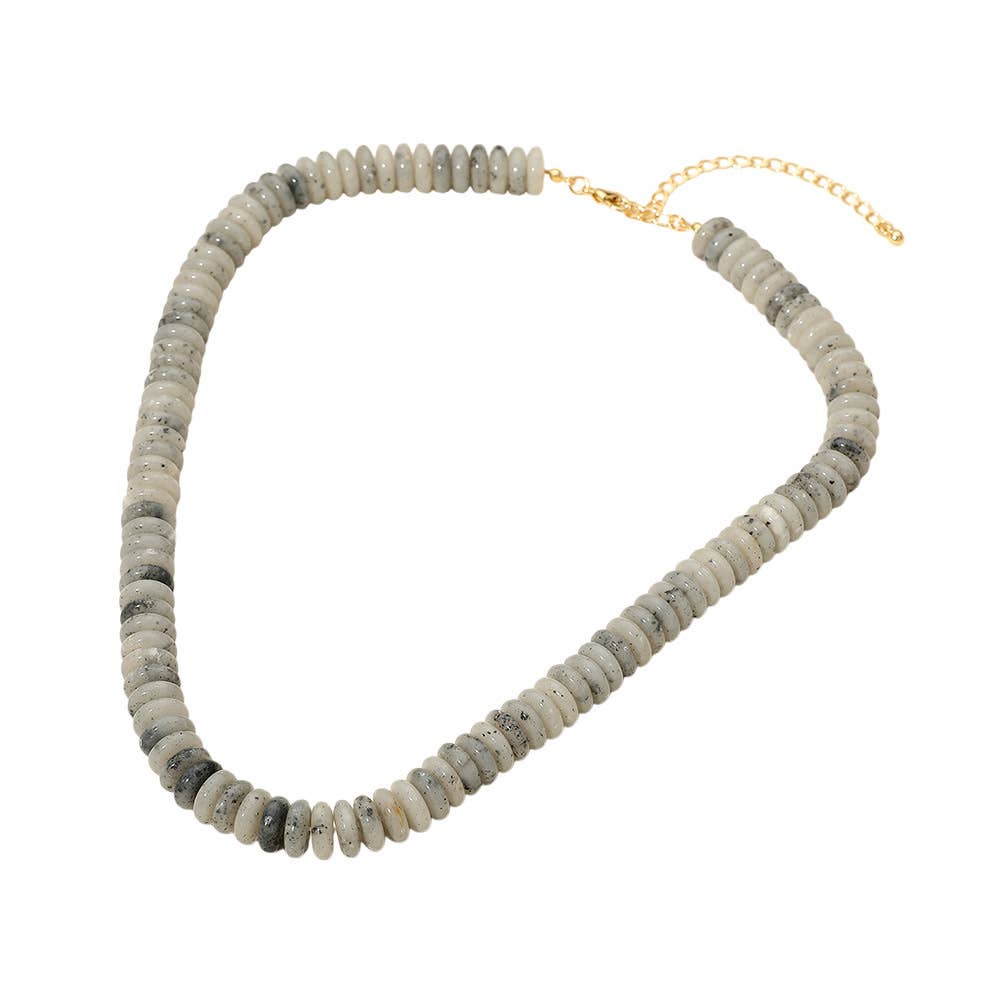 Flat Resin Disc Beaded Necklace