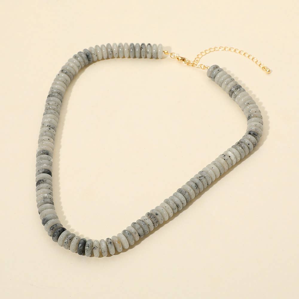 Flat Resin Disc Beaded Necklace